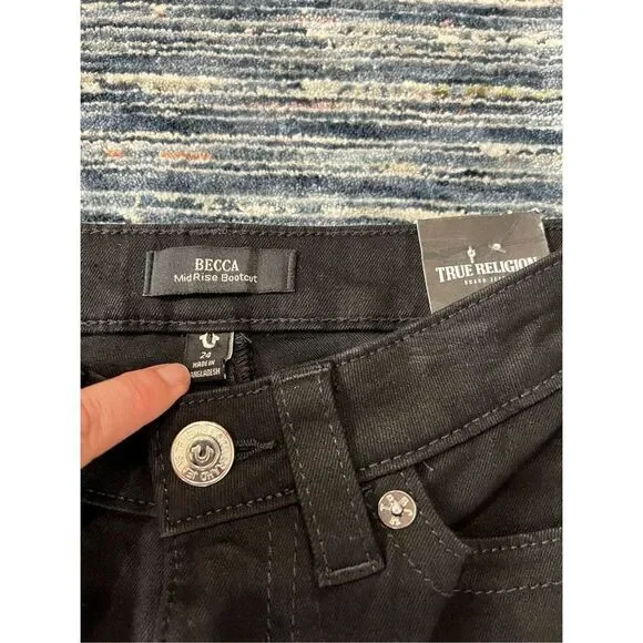 True Religion NWT Becca Mid Rise Bootcut Women Jeans size 24 - Picture 2 of 11